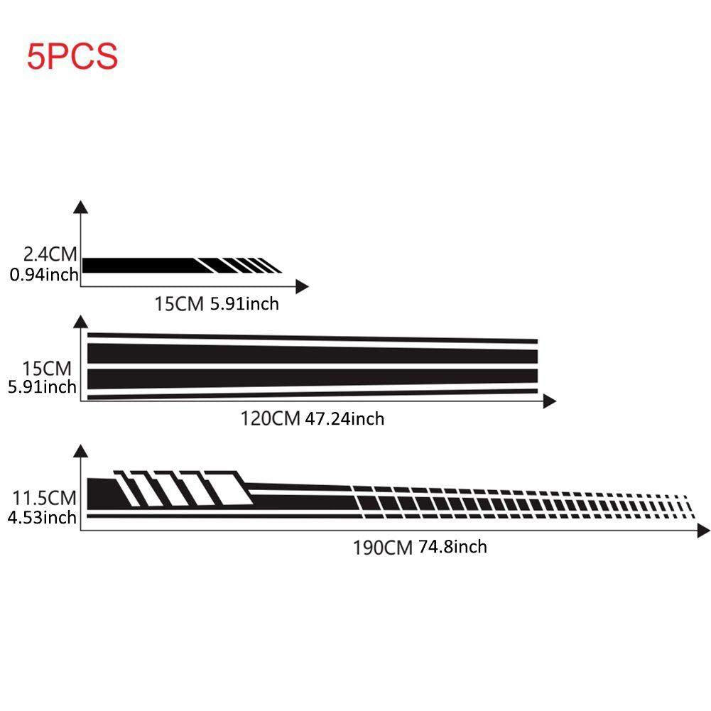 Universal Car Racing Stripe Decal Kit- Sport Style Side & Hood Stickers