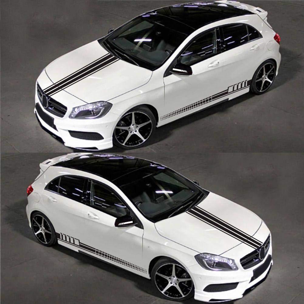 Universal Car Racing Stripe Decal Kit- Sport Style Side & Hood Stickers