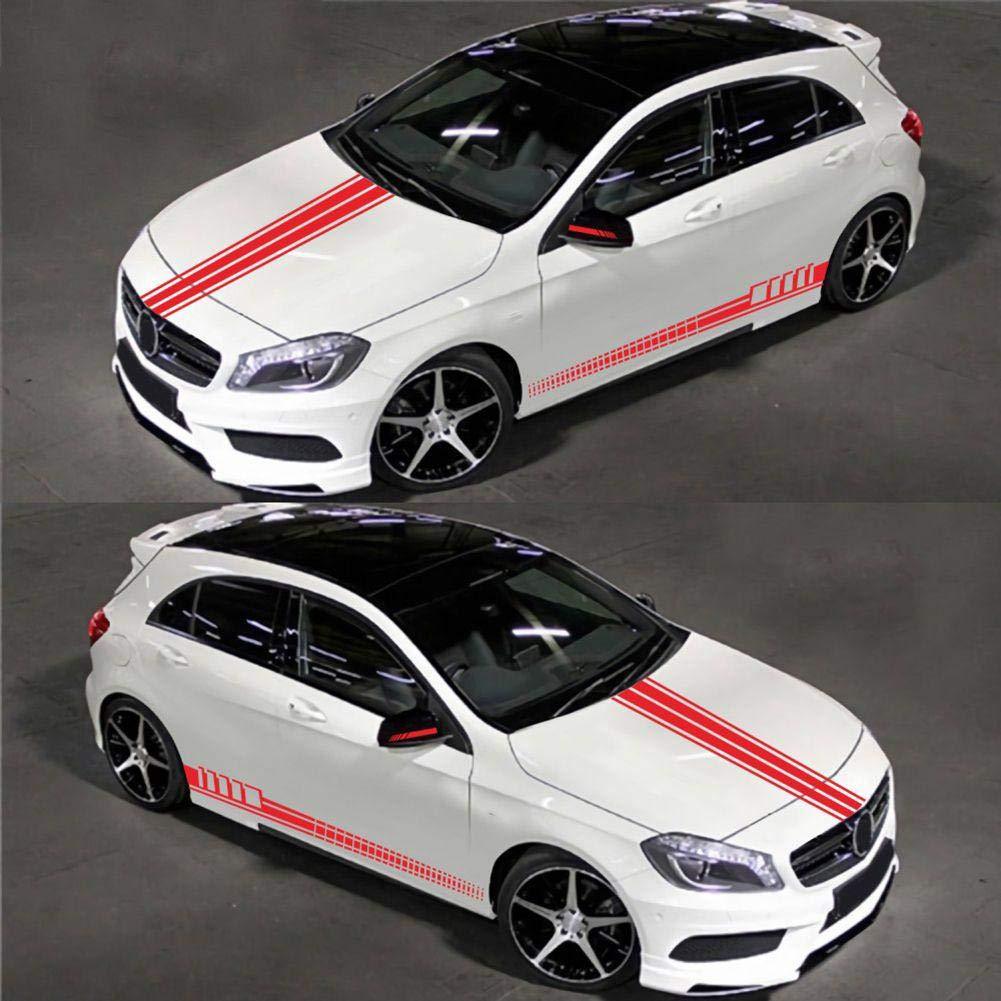 Universal Car Racing Stripe Decal Kit- Sport Style Side & Hood Stickers