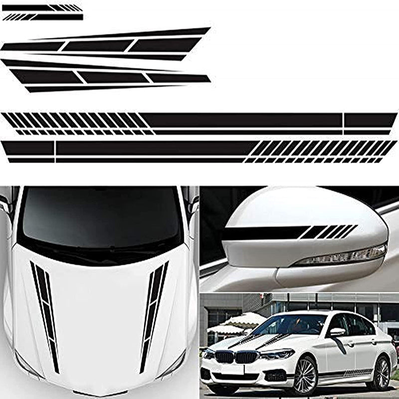 Universal Car Racing Stripe Decal Kit- Sport Style Side & Hood Stickers