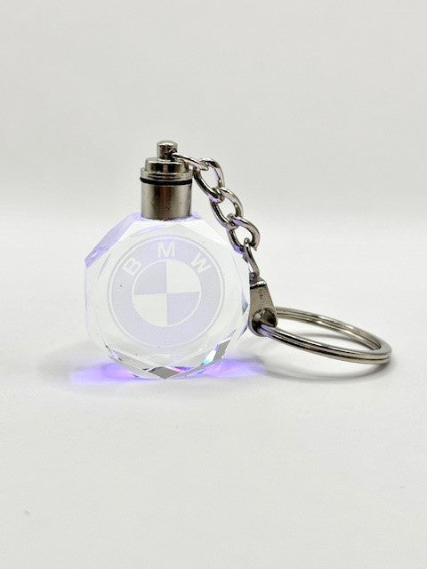 Customized Laser Engraved All Car with Logo Crystal Glass Keychain with Color Changing LED Lights (For BMW)!!