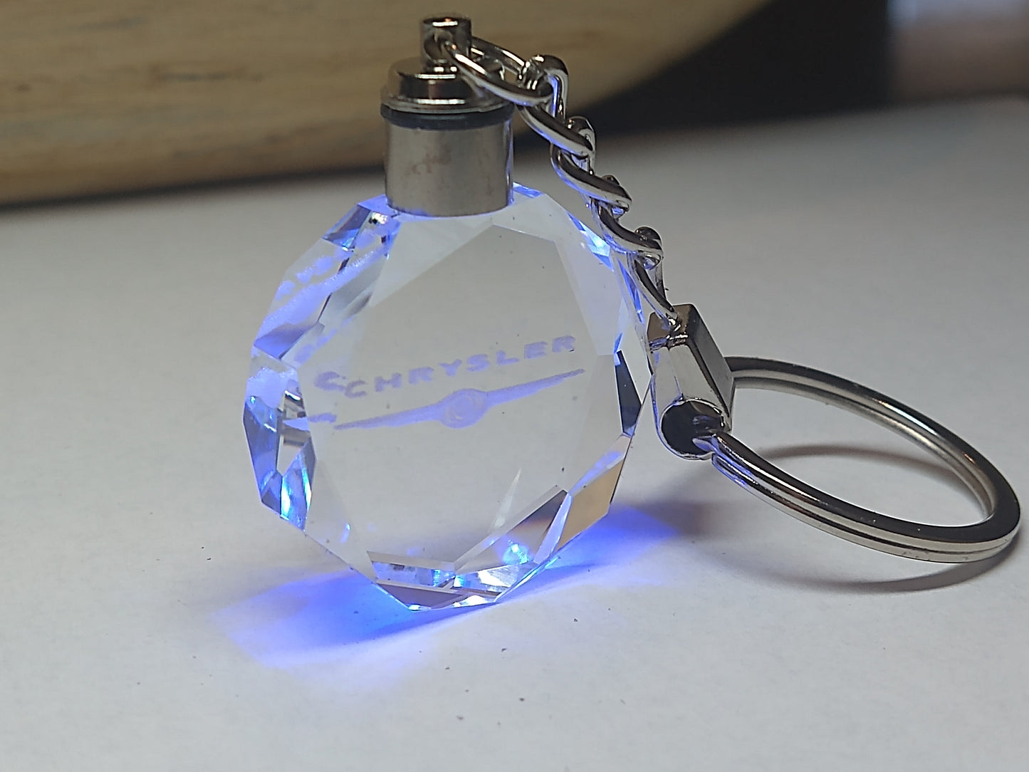 Customized Laser Engraved All Car with Logo Crystal Glass Keychain with Color Changing LED Lights (For Chrysler)!!
