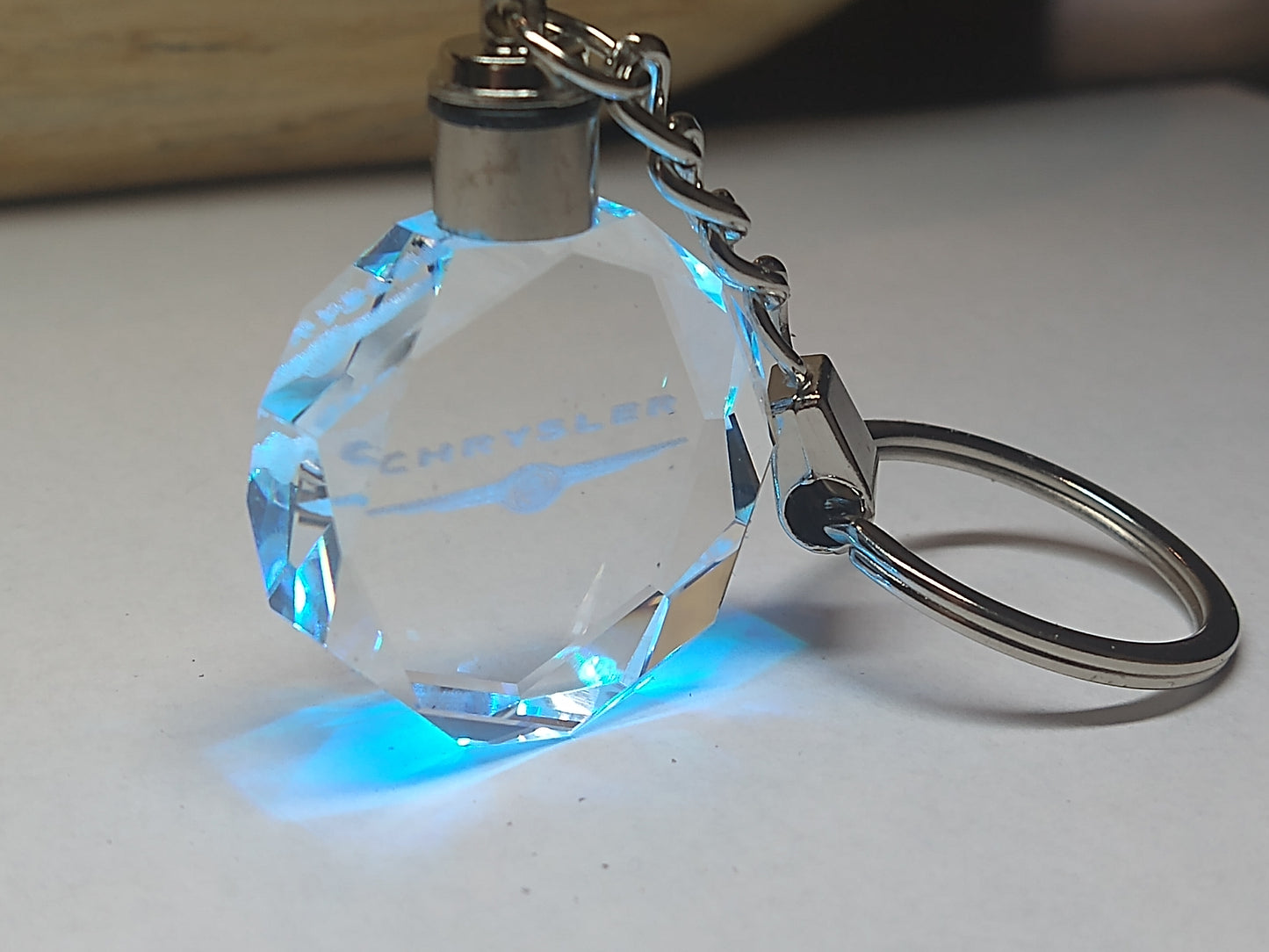 Customized Laser Engraved All Car with Logo Crystal Glass Keychain with Color Changing LED Lights (For Chrysler)!!