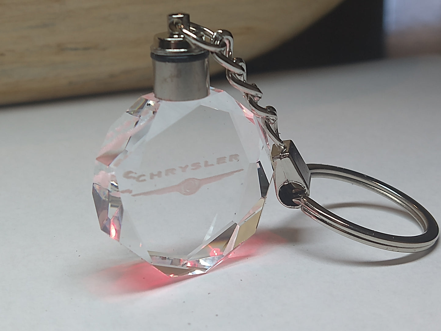 Customized Laser Engraved All Car with Logo Crystal Glass Keychain with Color Changing LED Lights (For Chrysler)!!