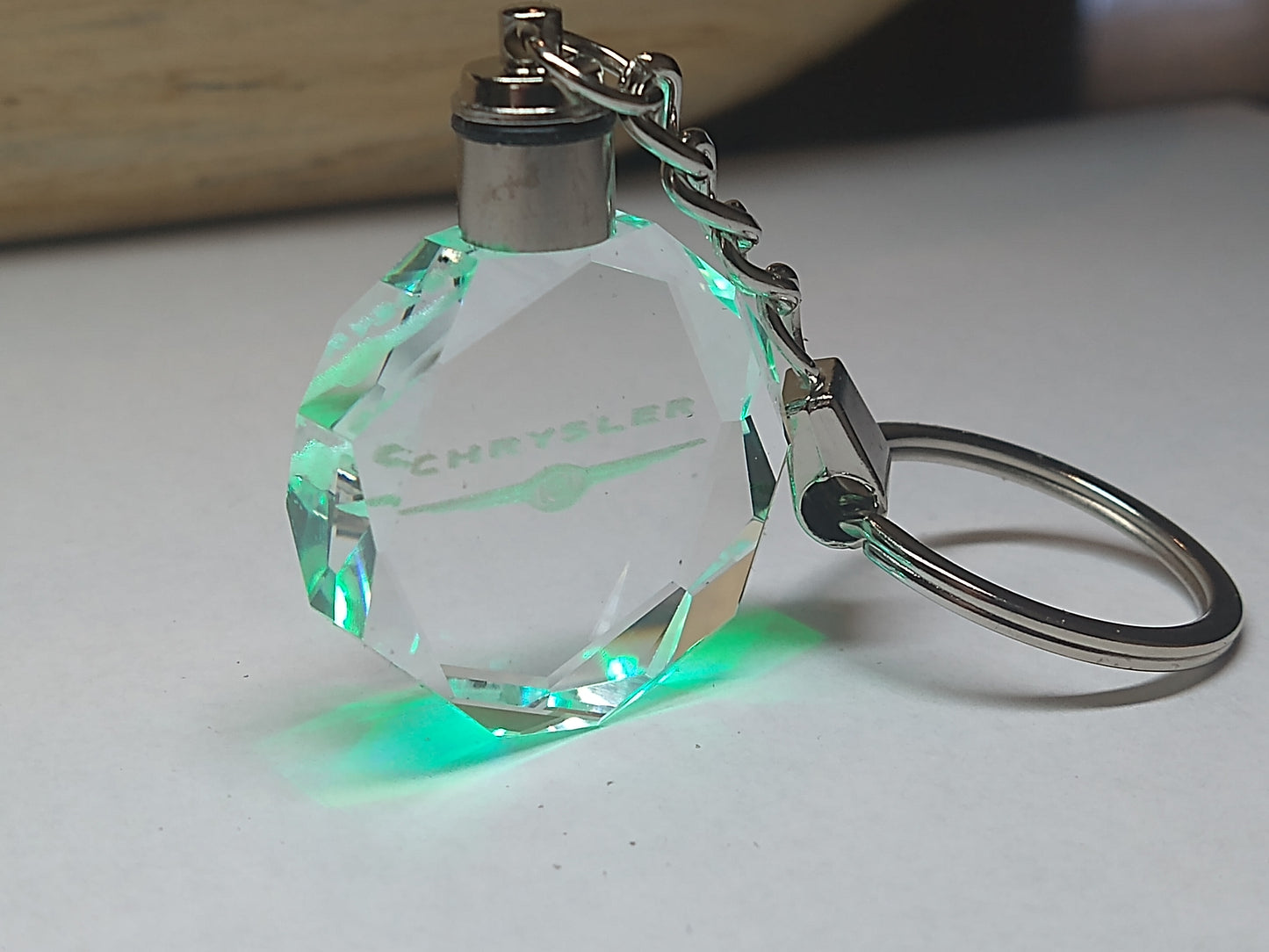 Customized Laser Engraved All Car with Logo Crystal Glass Keychain with Color Changing LED Lights (For Chrysler)!!