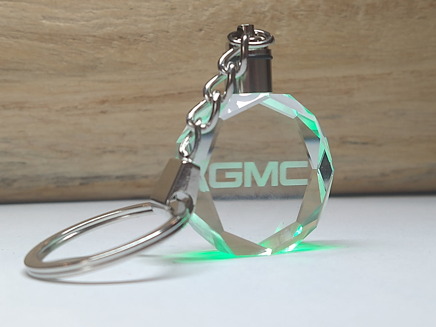 Customized Laser Engraved All Car with Logo Crystal Glass Keychain with Color Changing LED Lights (For GMC)!!
