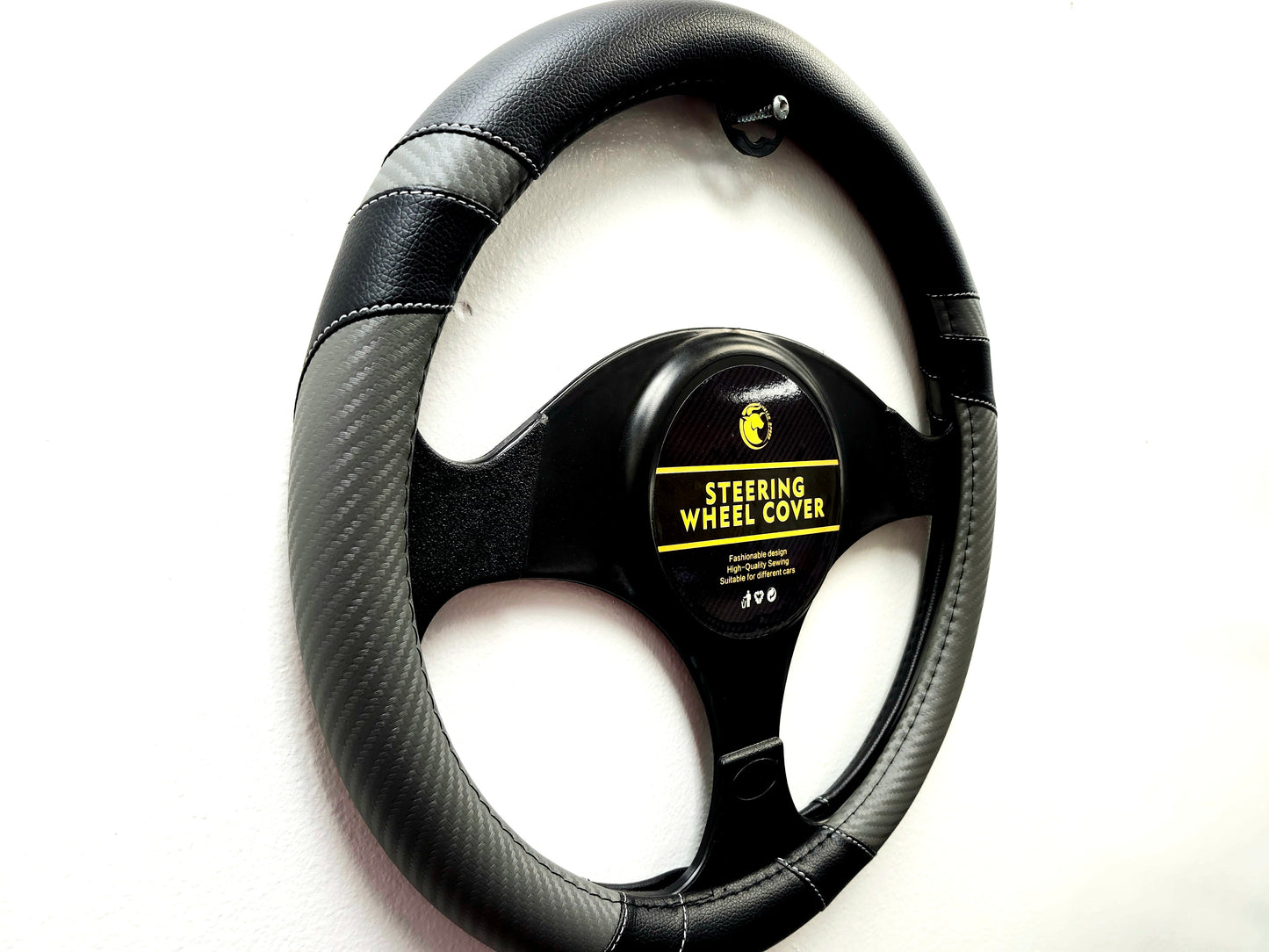 Carbon Fiber Steering Wheel Cover, Anti-Slip PU Leather, Universal Fit for Cars!