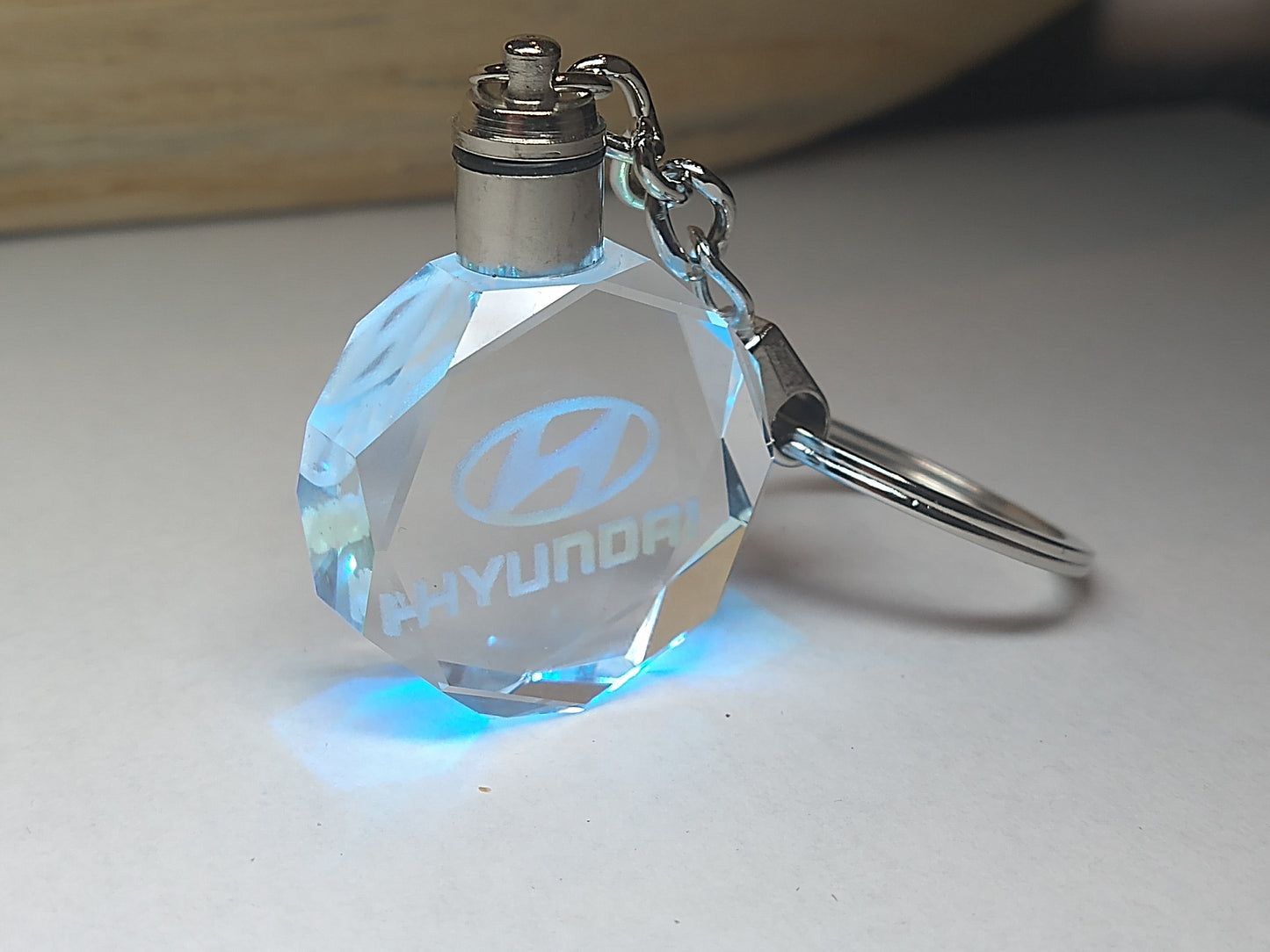 Customized Laser Engraved All Car with Logo Crystal Glass Keychain with Color Changing LED Lights (For Hyundai)!!