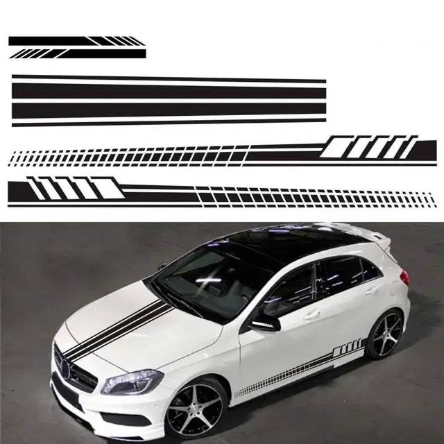 Universal Car Racing Stripe Decal Kit- Sport Style Side & Hood Stickers