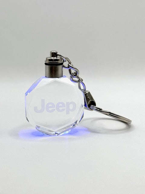 Customized Laser Engraved All Car with Logo Crystal Glass Keychain with Color Changing LED Lights (For Jeep)!!