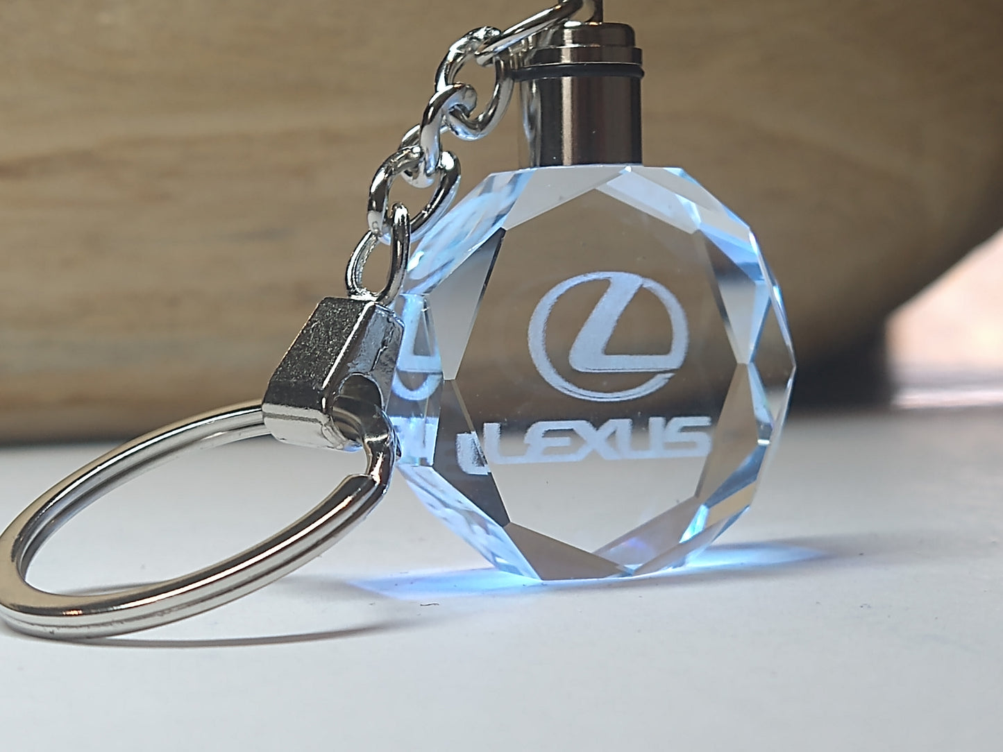 Customized Laser Engraved All Car with Logo Crystal Glass Keychain with Color Changing LED Lights (For Lexus)!!