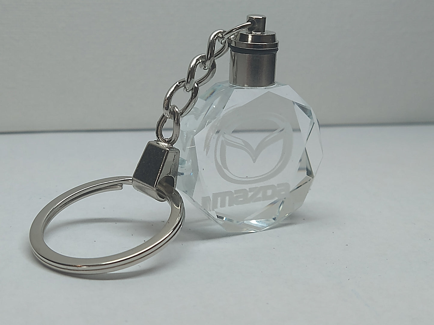 Customized Laser Engraved All Car with Logo Crystal Glass Keychain with Color Changing LED Lights (For Mazda)!!)