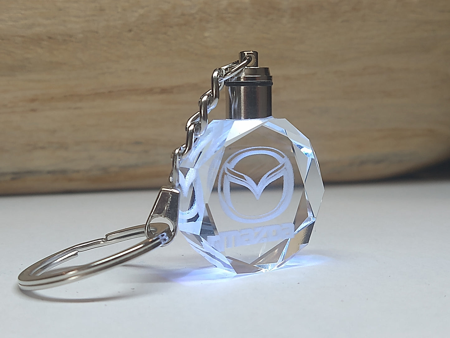 Customized Laser Engraved All Car with Logo Crystal Glass Keychain with Color Changing LED Lights (For Mazda)!!)