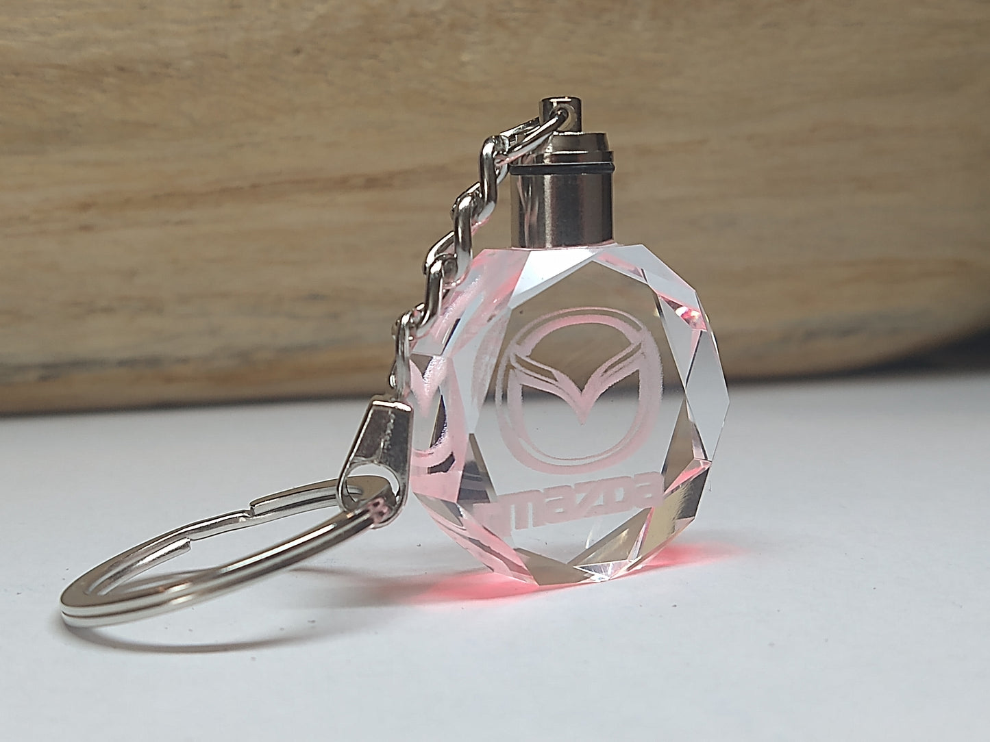 Customized Laser Engraved All Car with Logo Crystal Glass Keychain with Color Changing LED Lights (For Mazda)!!)