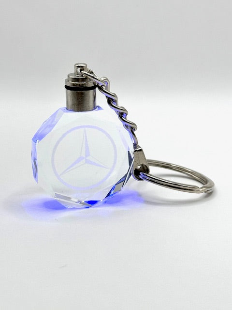 Customized Laser Engraved All Car with Logo Crystal Glass Keychain with Color Changing LED Lights (For Mercedes)!!