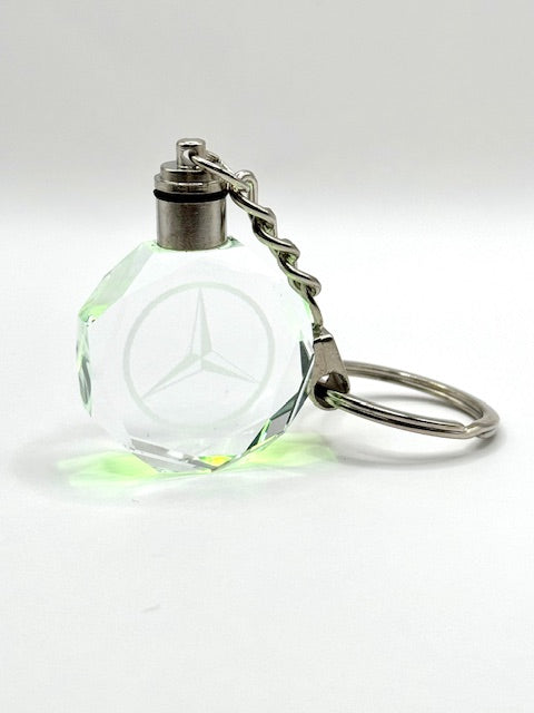 Customized Laser Engraved All Car with Logo Crystal Glass Keychain with Color Changing LED Lights (For Mercedes)!!