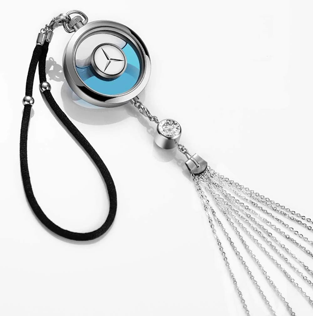 Car Air Freshener with Logo - Refillable Oil Fragrance for Domestic, European, Luxury, Sport Cars - Hanging Pendant