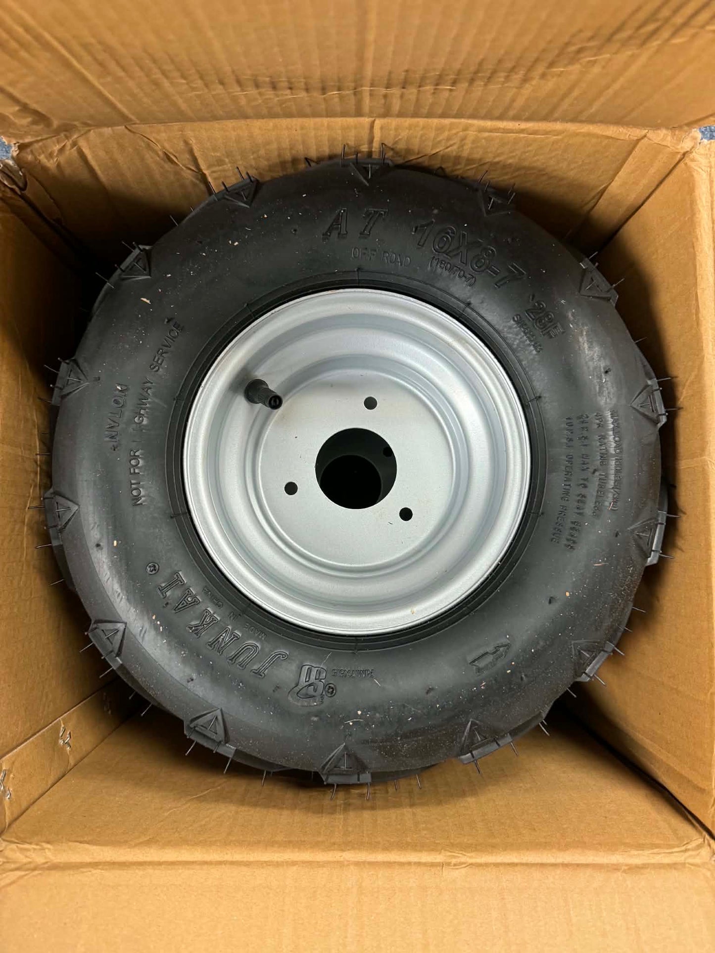 New 16x8-7 Go Kart Wheels, 16x8-7 Go Kart Tires with Wheels for Go Kart ATV UTV Quad 110cc 3 Bolts Set of 2 (Silver)