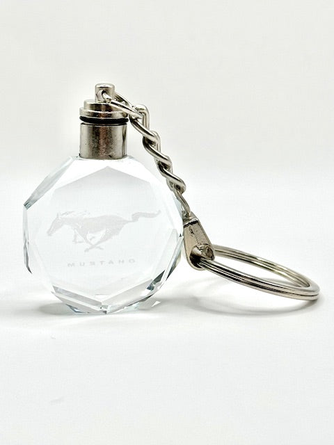 Customized Laser Engraved All Car with Logo Crystal Glass Keychain with Color Changing LED Lights (For Mustang)!!