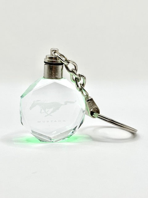 Customized Laser Engraved All Car with Logo Crystal Glass Keychain with Color Changing LED Lights (For Mustang)!!