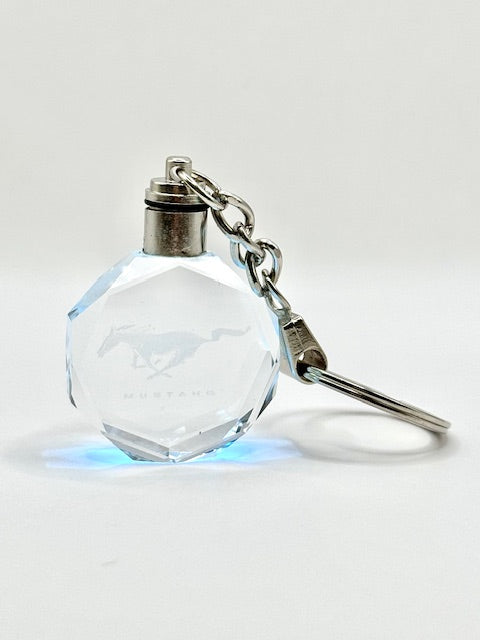 Customized Laser Engraved All Car with Logo Crystal Glass Keychain with Color Changing LED Lights (For Mustang)!!
