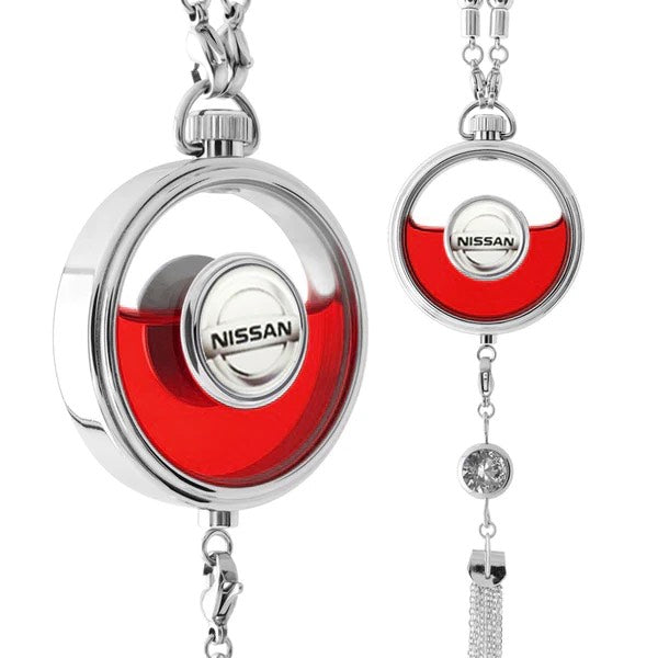 Car Air Freshener with Logo - Refillable Oil Fragrance for Domestic, European, Luxury, Sport Cars - Hanging Pendant