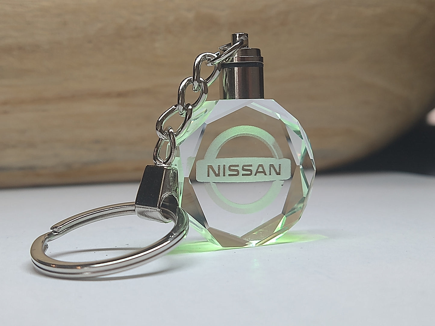 Customized Laser Engraved All Car with Logo Crystal Glass Keychain with Color Changing LED Lights (For Nissan)!!