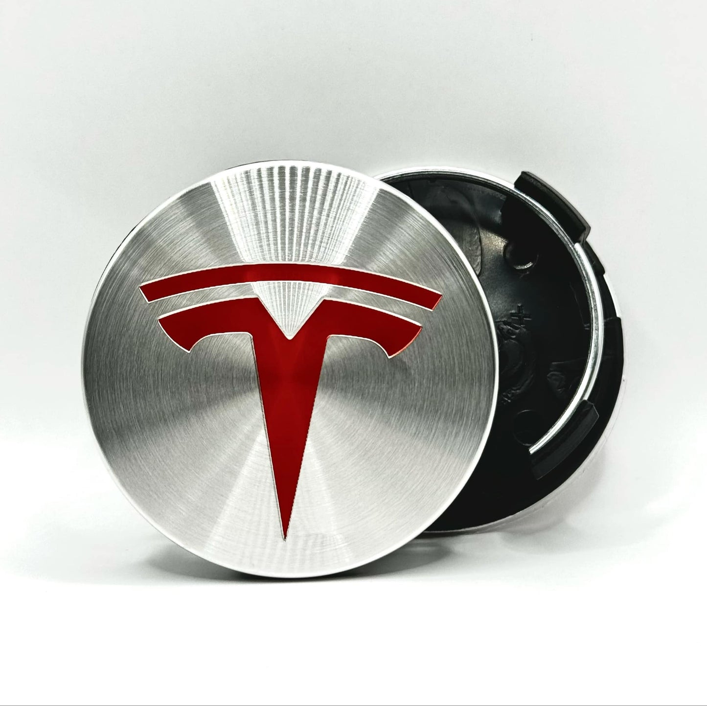 Set of 4 PCS Car Wheel Center Caps, 69mm Outer Diameter, Snap-in Universal Plastic Hub Covers, Universal Rim Hub Caps Accessories (Tesla)