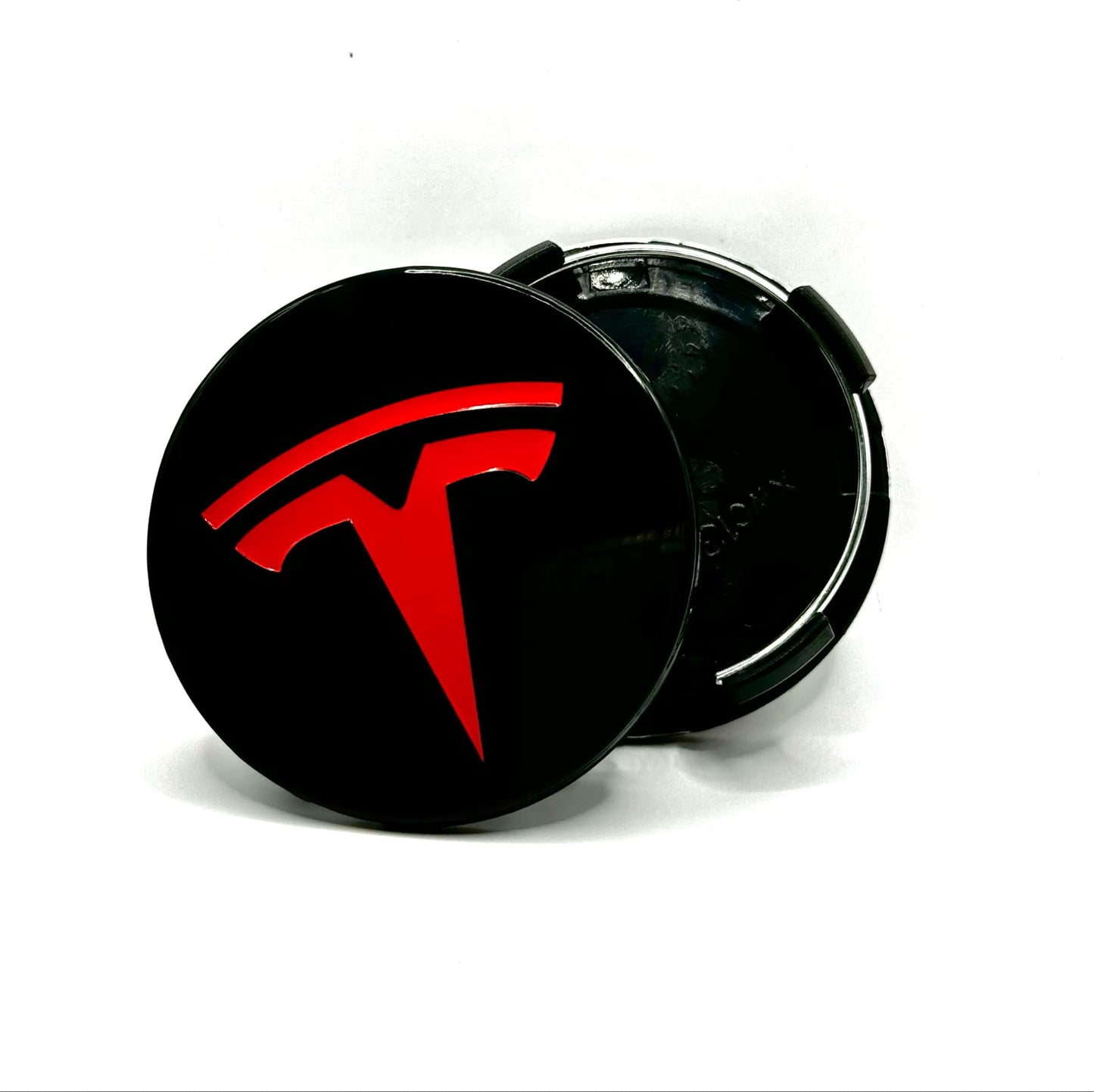 Set of 4 PCS Car Wheel Center Caps, 69mm Outer Diameter, Snap-in Universal Plastic Hub Covers, Universal Rim Hub Caps Accessories (Tesla)