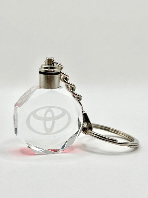 Customized Laser Engraved All Car with Logo Crystal Glass Keychain with Color Changing LED Lights (For Toyota)!!