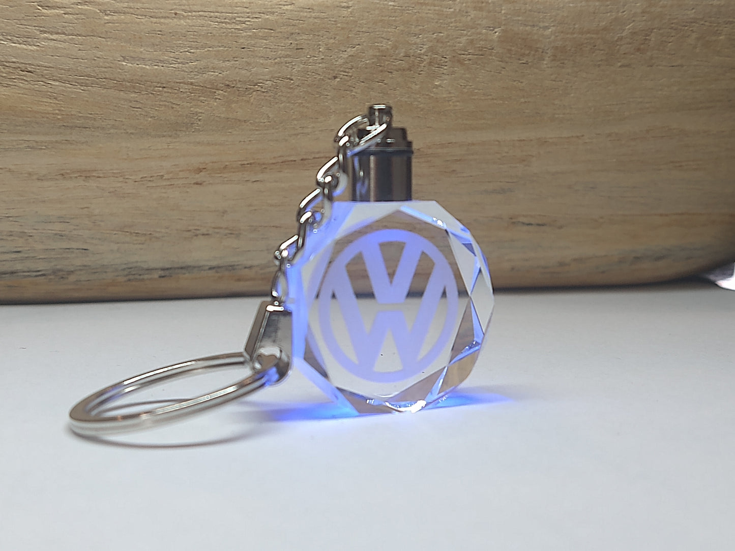 Customized Laser Engraved All Car with Logo Crystal Glass Keychain with Color Changing LED Lights (For Volkswagen)!!