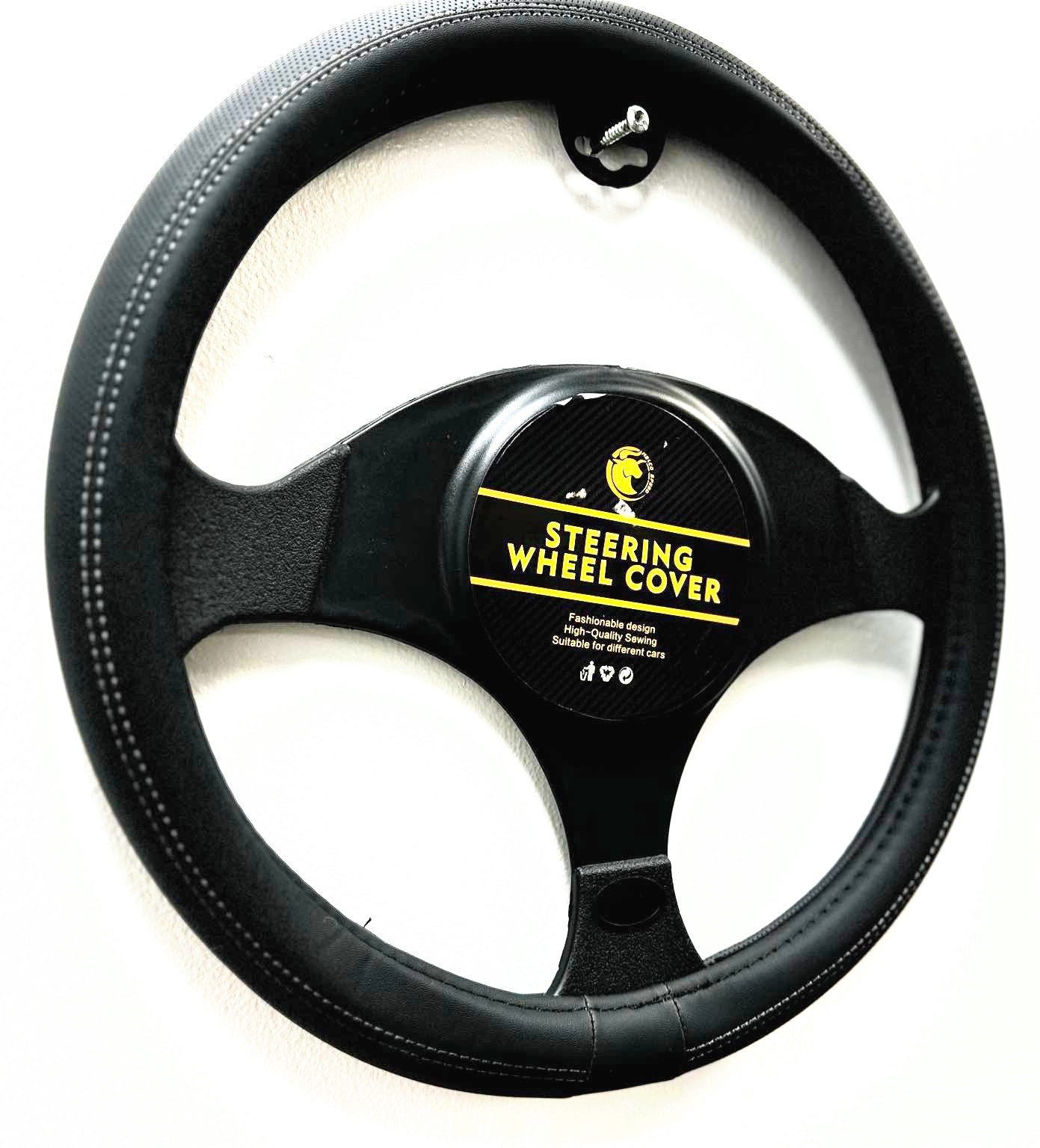Carbon Fiber Steering Wheel Cover, Anti-Slip PU Leather, Universal Fit for Cars!