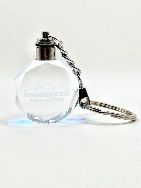 Customized Laser Engraved All Car with Logo Crystal Glass Keychain with Color Changing LED Lights (For Wrangler)!!