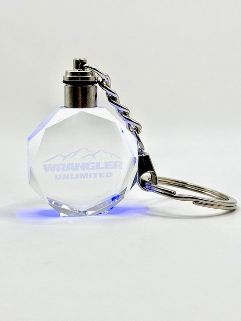 Customized Laser Engraved All Car with Logo Crystal Glass Keychain with Color Changing LED Lights (For Wrangler)!!