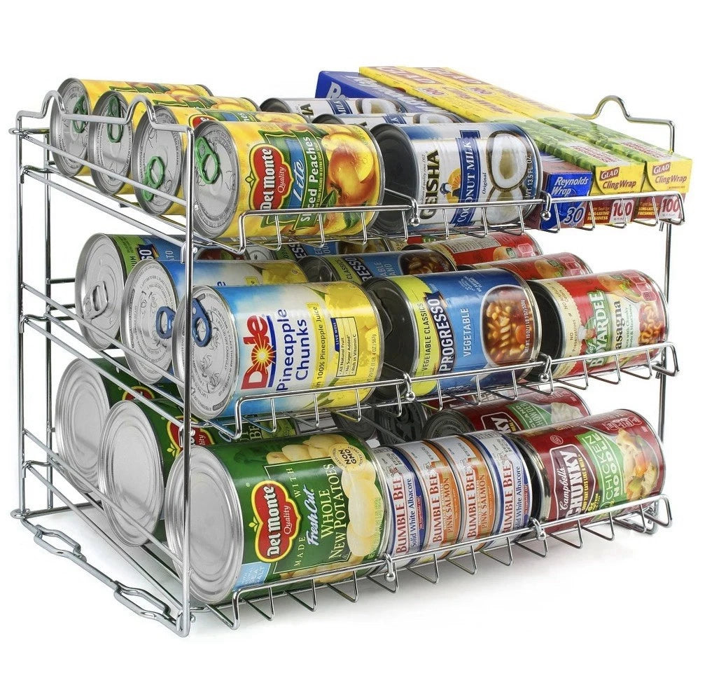 Sorbus Can Organizer Rack, 3-Tier Stackable, Stainless Steel, Silver, Holds 36 Cans
