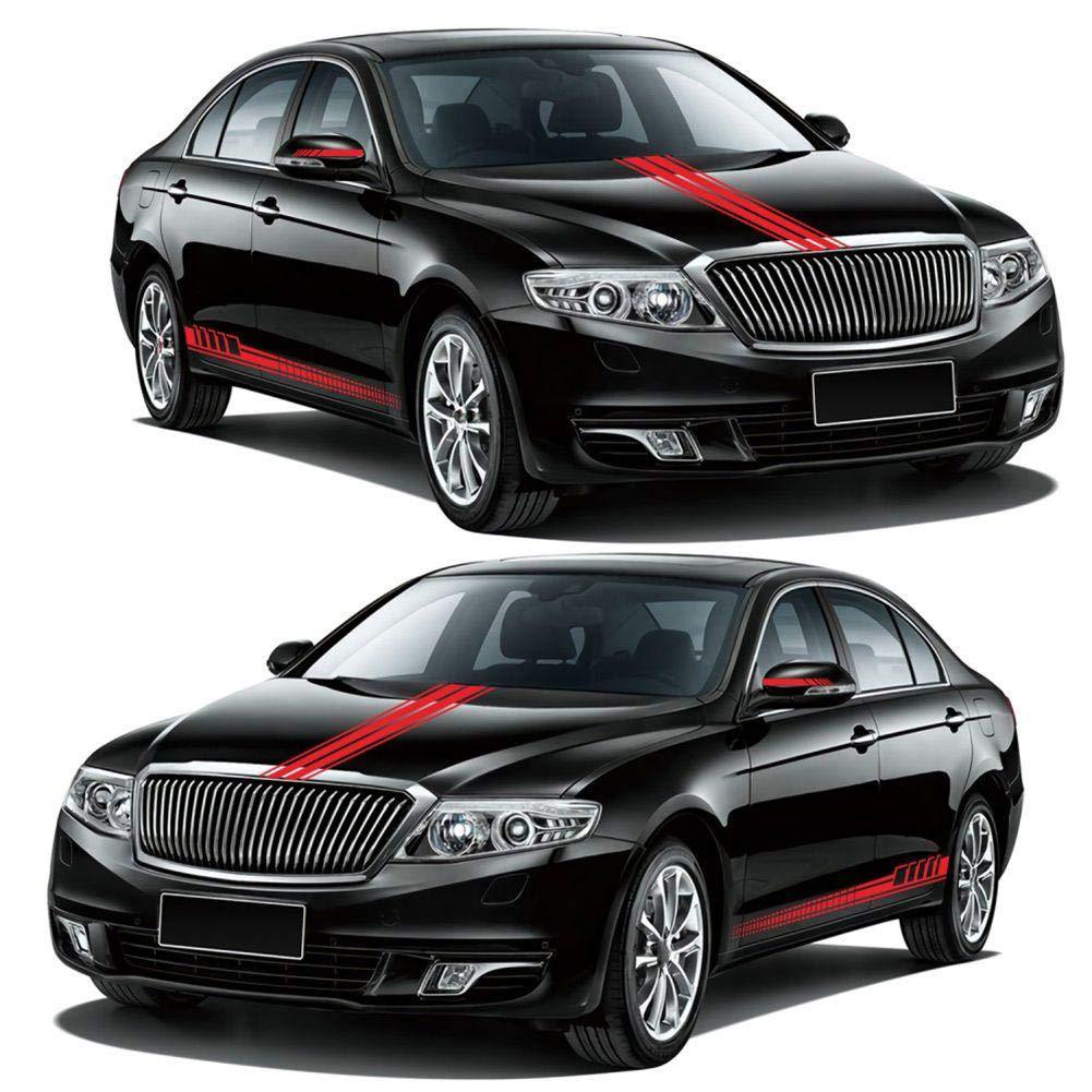 Universal Car Racing Stripe Decal Kit- Sport Style Side & Hood Stickers