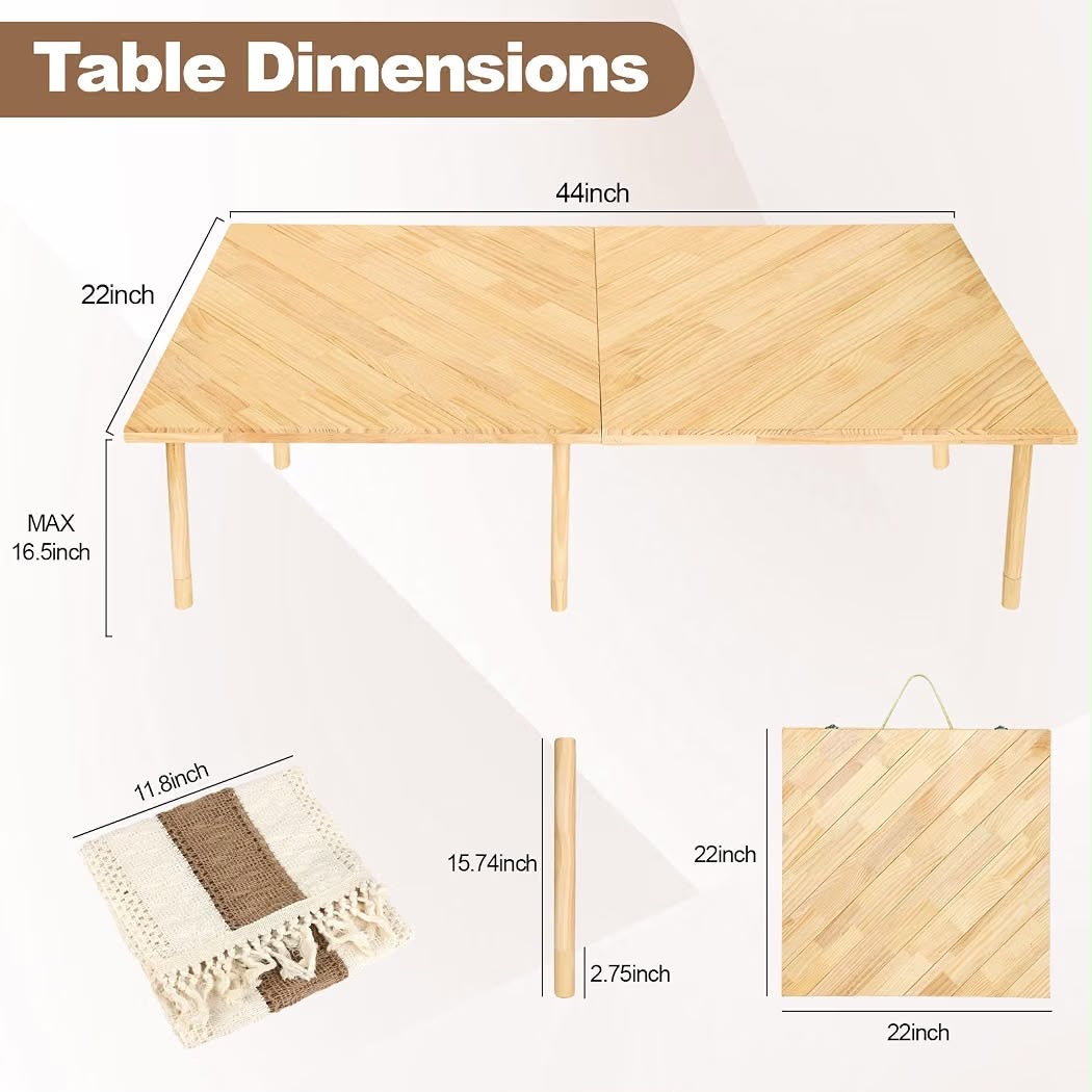 44x22 Folding Low Picnic Table Portable Outdoor Table