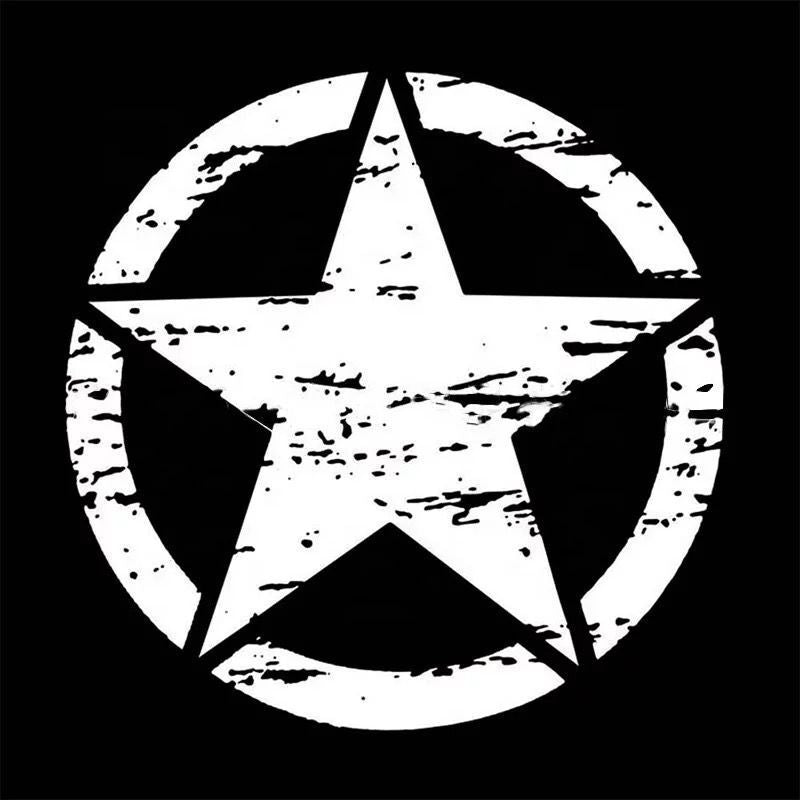 Army Star Distressed Sticker Vinyl Decal for Jeep, Wrangler, ATV's, Scooters Military Car Door Truck Hood Door