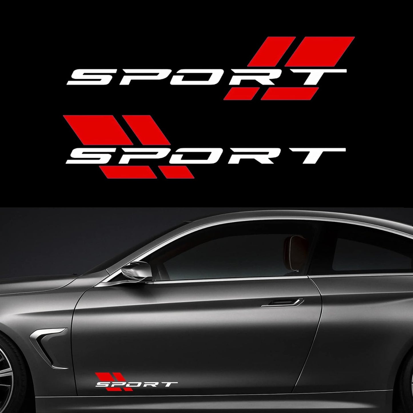 2 pcs Vinyl Sport Racing Letter Decal Decorative Stickers Emblem Car Styling Adhesive Tape Accessories for Car, Truck, SUV, ATV, Scooter