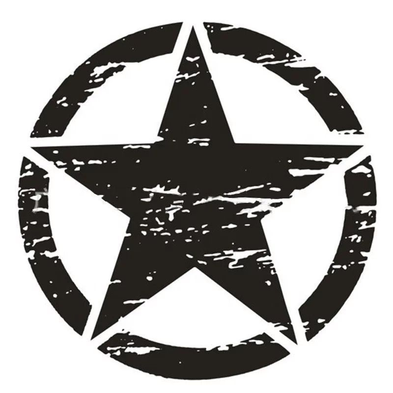 Army Star Distressed Sticker Vinyl Decal for Jeep, Wrangler, ATV's, Scooters Military Car Door Truck Hood Door