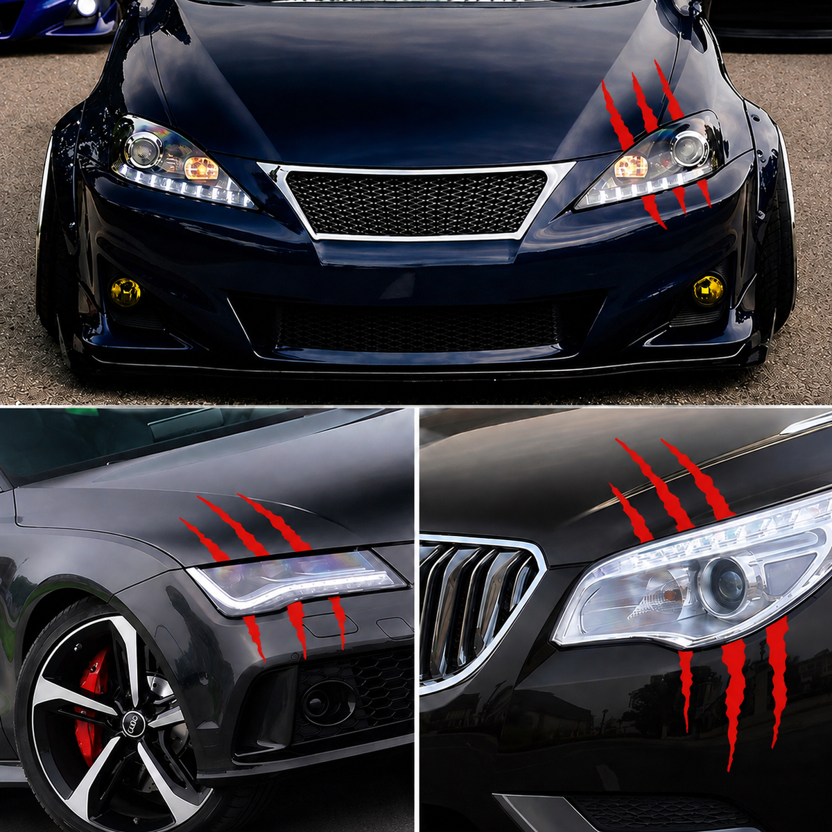 Auto Car Stickers Reflective Monster Claw Scratch Marks Headlight Bumper Sticker Waterproof Decal for Truck, Cars, SUV's, Motorcycle, Scooters, Different Designs