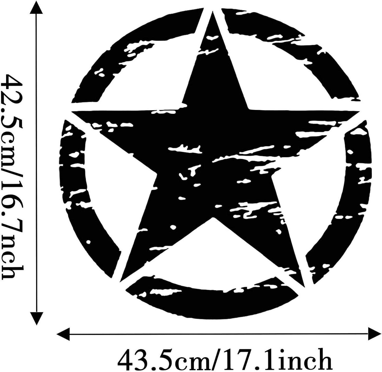 Army Star Distressed Sticker Vinyl Decal for Jeep, Wrangler, ATV's, Scooters Military Car Door Truck Hood Door