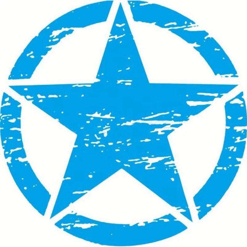 Army Star Distressed Sticker Vinyl Decal for Jeep, Wrangler, ATV's, Scooters Military Car Door Truck Hood Door