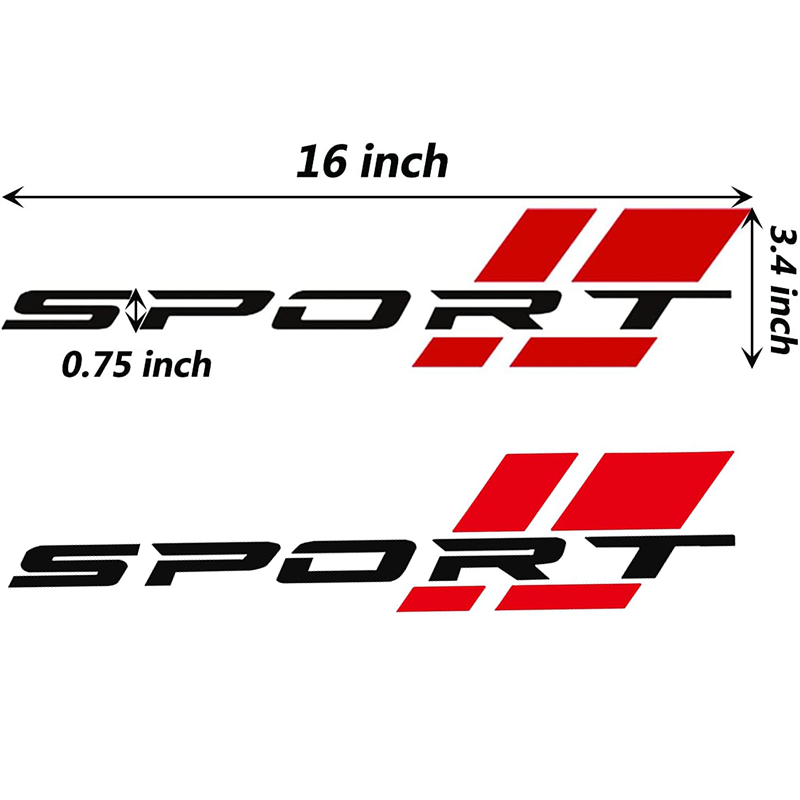 2 pcs Vinyl Sport Racing Letter Decal Decorative Stickers Emblem Car Styling Adhesive Tape Accessories for Car, Truck, SUV, ATV, Scooter