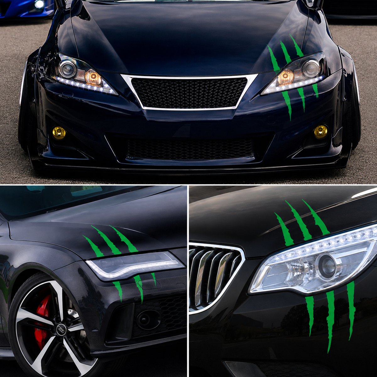 Auto Car Stickers Reflective Monster Claw Scratch Marks Headlight Bumper Sticker Waterproof Decal for Truck, Cars, SUV's, Motorcycle, Scooters, Different Designs