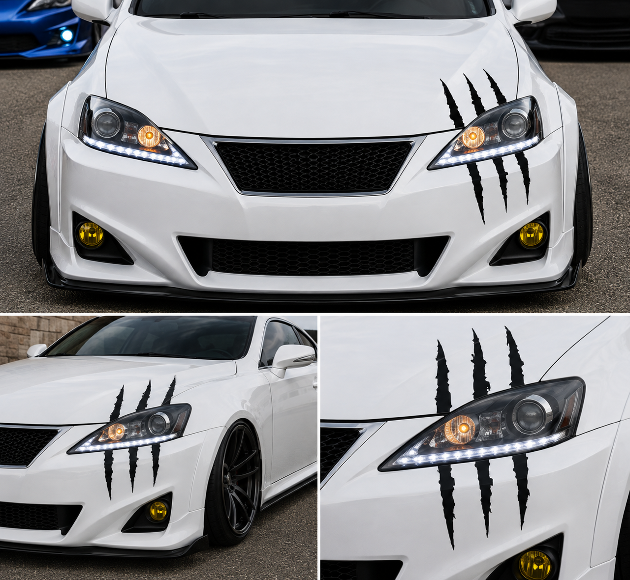 Auto Car Stickers Reflective Monster Claw Scratch Marks Headlight Bumper Sticker Waterproof Decal for Truck, Cars, SUV's, Motorcycle, Scooters, Different Designs