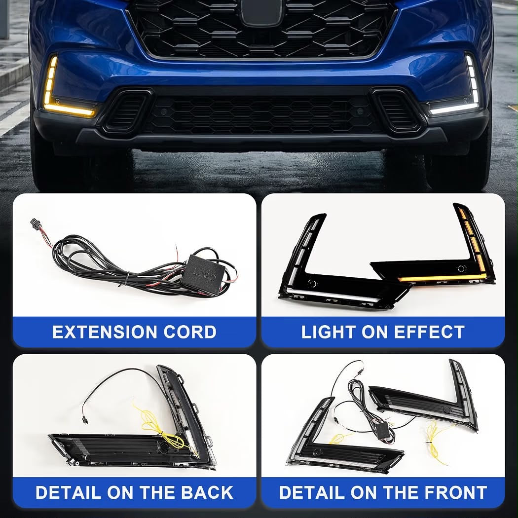 LED DRL Fog Lights for Honda CR-V CRV 2023-2026 Front Bumper Daytime Running Lamps