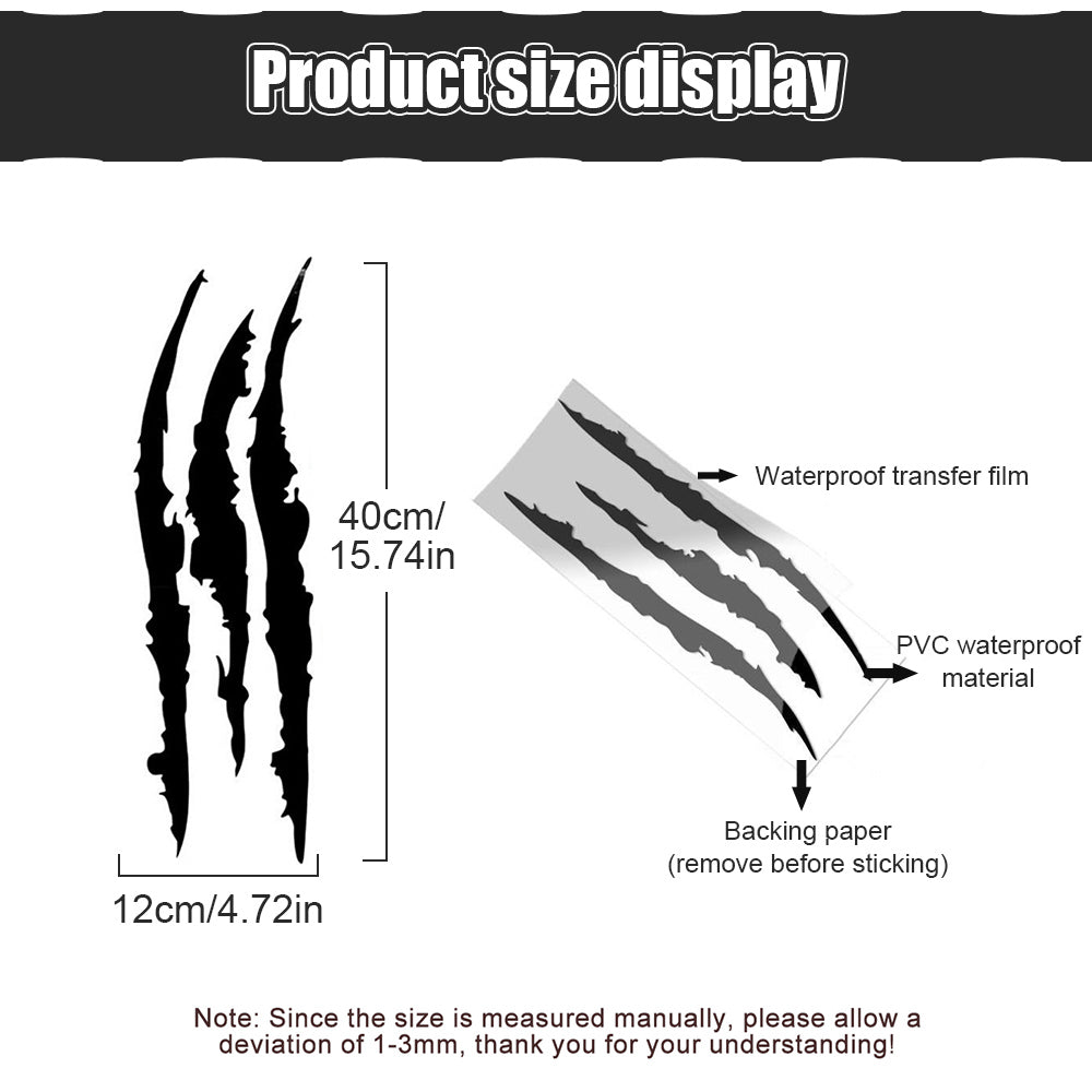 Auto Car Stickers Reflective Monster Claw Scratch Marks Headlight Bumper Sticker Waterproof Decal for Truck, Cars, SUV's, Motorcycle, Scooters, Different Designs