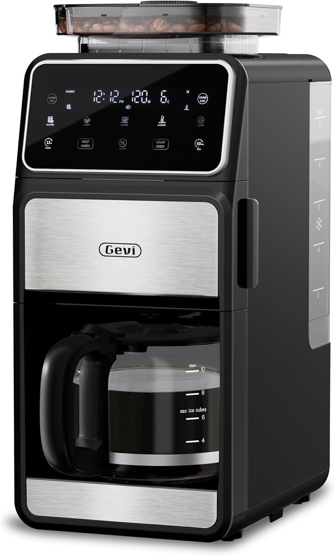 GEVI 10 CUP DRIP COFFEE MAKER WITH BUILT-IN GRINDER GRIND BREW DOTL0 - BLACK