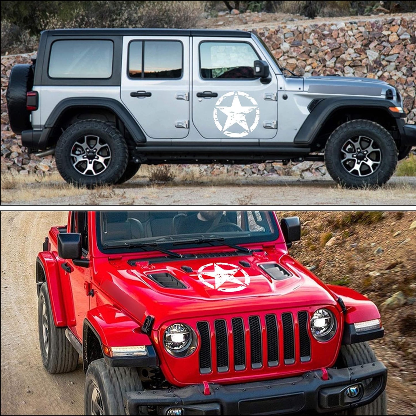Army Star Distressed Sticker Vinyl Decal for Jeep, Wrangler, ATV's, Scooters Military Car Door Truck Hood Door